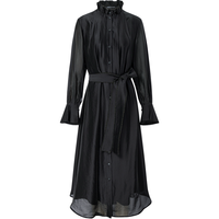 BCBGMAXAZRIA 【时髦精致范】气质褶皱花边领荷叶边长袖系带连衣裙25秋冬