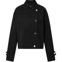 BCBGMAXAZRIA 【时髦精致范】经典金属扣饰落肩袖立领夹克短外套25秋冬