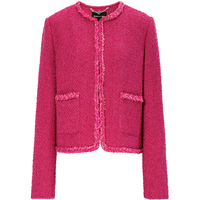 BCBGMAXAZRIA 【初剪羊毛混纺】织带饰边圆领小香风粗花呢外套25秋冬