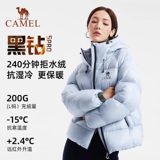 骆驼 黑钻5Pro浅卡其羽绒服男女款2025冬季加厚保暖面包服外套（男女，款多配色可选）