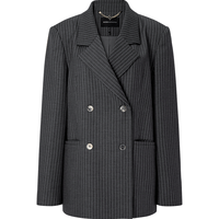 BCBGMAXAZRIA 【智性灰】经典通勤质感西装羊毛混纺廓形西服条纹外套25秋冬