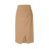 BCBGMAXAZRIA 【时髦精致范】弹力舒适肌理感褶裥交叠半身裙
