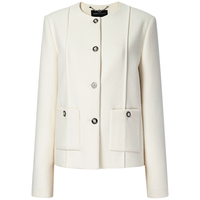BCBGMAXAZRIA 【初剪羊毛混纺】金属扣饰立线装饰小香风短外套25秋冬