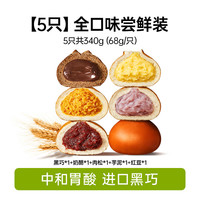 碧翠园黑巧碱水球全麦夹心面包0添蔗糖减低早餐食品面包脂饱腹代餐主食 【5只】全口味碱水球各1个