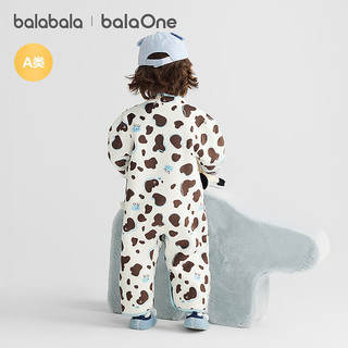 巴拉巴拉balaOne婴儿连体衣2025秋冬宝宝包屁衣爬服两面穿萌 白咖斑点小奶牛10501 80cm