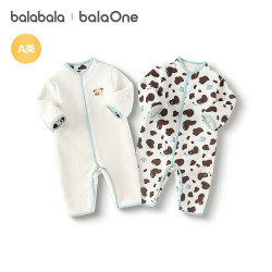 巴拉巴拉 balaOne婴儿连体衣2025秋冬宝宝包屁衣爬服两面穿萌 白咖斑点小奶牛10501 80cm