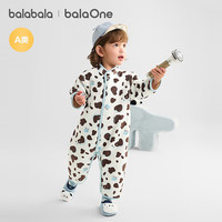 巴拉巴拉balaOne婴儿连体衣2025秋冬宝宝包屁衣爬服两面穿萌 白咖斑点小奶牛10501 80cm