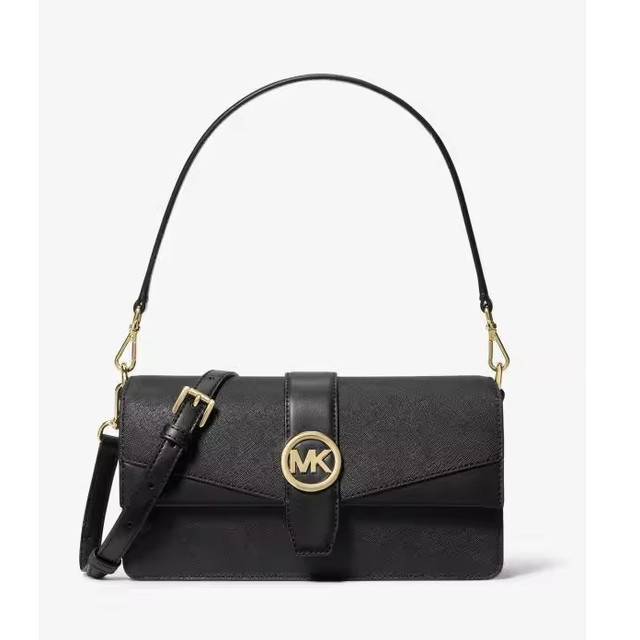 MICHAEL KORS Greenwich 中号双肩带单肩包/斜挎包 黑色