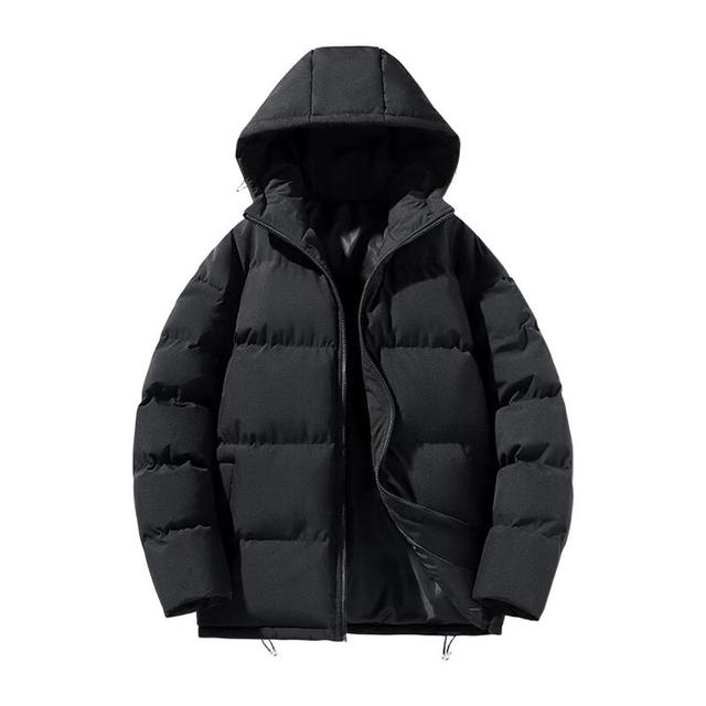 真维斯 款面包服男女连帽棉服冬季保暖棉袄外套2026加厚百搭棉衣 黑色 纯色 M