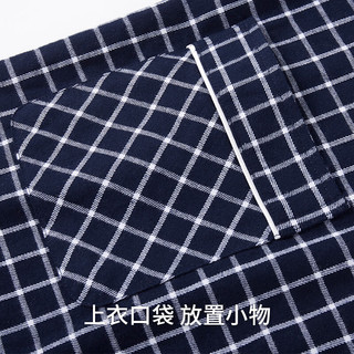 三枪（THREEGUN）睡衣男士女士纯棉抗静电柔软亲肤彩格绒布翻领开襟家居套装 藏白格-WW910（男） 2XL