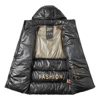 罗蒙(ROMON)亮面连帽棉服男2025冬季新款保暖面包服棉衣外套男士棉袄子男装 黑色 XL
