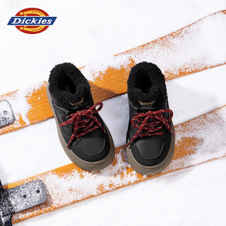 Dickies童鞋儿童雪地靴高帮板鞋加绒休闲鞋冬季保暖棉鞋男童女童运动鞋子 曜石黑 秋冬加绒 31 脚长19.0-19.5cm