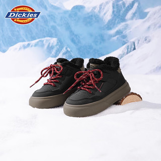 Dickies童鞋儿童雪地靴高帮板鞋加绒休闲鞋冬季保暖棉鞋男童女童运动鞋子 曜石黑 秋冬加绒 31 脚长19.0-19.5cm