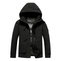王一博同款鸭鸭羽绒服男2025冬季工装短款连帽加厚保暖外套
