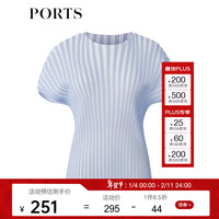 宝姿 女装竖条纹理连肩袖针织上衣 SM8K701MZE017