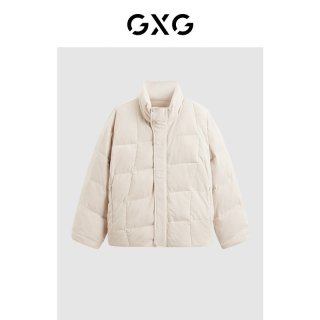 GXG男装 时尚宽松休闲保暖通勤立领棉衣短款棉服夹克外套 米色 185/XXL