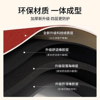 喜庆浴室地垫卫生间防滑垫吸水垫新年红色硅藻泥洗手间家用脚垫子 方形款-安排