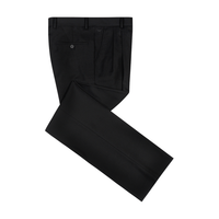 富绅 双褶黑色男直筒宽松免烫西裤