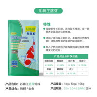 彩锦王鱼食锦鲤饲料育成色杨胚芽速长增体增色金鱼饲料锦鲤鱼粮鱼食 【 胚芽 】5Kg 小颗粒 3.5mm【 适合体长10cm以下幼鱼 】