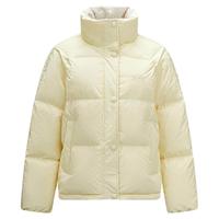 森马羽绒服女冬肌理拼接条纹学院风2025立领宽松插肩袖面包服