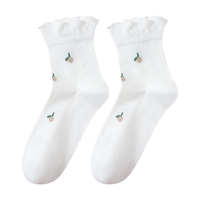 恒源祥女士月子袜100%纯棉产后松口袜中筒袜高弹春秋舒适透气袜子女 3白3橘色 【100%纯棉】女士月子袜