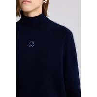 LILY2025冬兔绒羊毛混纺纯色半高领绣花加厚套头针织衫毛衣女