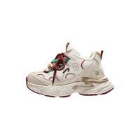 百丽时尚撞色厚底老爹鞋女童2025冬童趣休闲鞋50603D85 米色-绒里 30