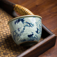 一品工坊景德镇纯手绘青花釉下彩仙鹤主人杯全手工茶杯品茗杯单杯茶具 仙鹤杯