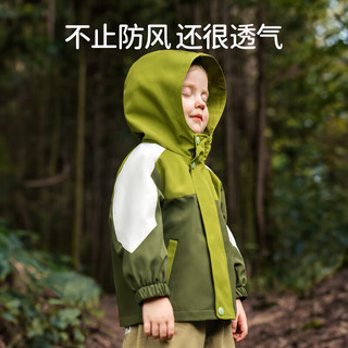 欧孕（OUYUN）儿童外套衣服三合一宝宝外套男女童户外防风防水春秋 卡其色【单件外套】 80cm