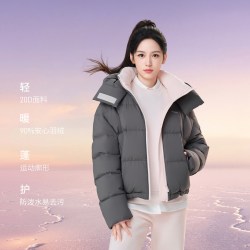 坦博尔 冬季羽绒服女短款可脱卸帽保暖面包外套