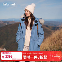 乐飞叶 派克鹅绒工装羽绒服女 秋冬季防泼水可拆卸帽毛领LFJU5DH66 迎风蓝GL L (40)170/88A