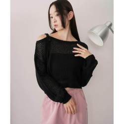 WEGO 女装 仿马海毛2WAY单肩针织衫 WE25AU