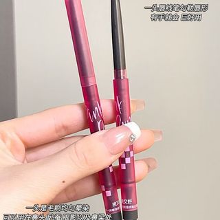 桃又野唇线笔双头防水持久嘴唇线笔裸色丰唇笔刷勾线笔口红女 01#灰裸奶桃 0.25克
