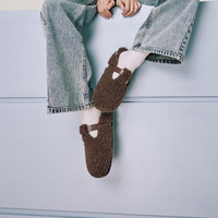 TOOMANYSHOES毛毛鞋冬新款半拖鞋女外穿厚底加绒保暖勃肯鞋 肉松包 深棕 3