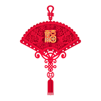 渡鹊桥 新年福字挂件装饰中国结门贴室内客厅挂饰新家龙年春节布置用品 挂件丨彩福扇