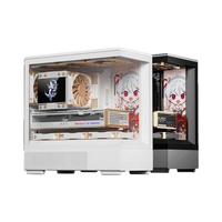 爱国者星璨 岚 海景房机箱电脑台式主机matx白色全侧透无立柱鱼缸