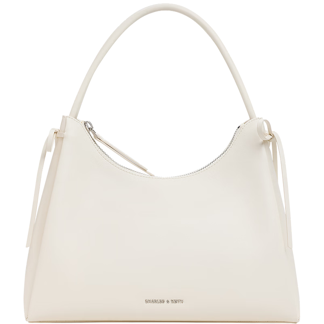 CHARLES & KEITH CHARLES&KEITH26春柔软蝴蝶结单肩托特包斜挎包CK2-40160249 Cream奶白色 M