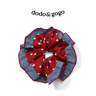 DODOGOGO牛仔蓝波点花边发圈日常大肠发圈立体精致韩系秋冬新年