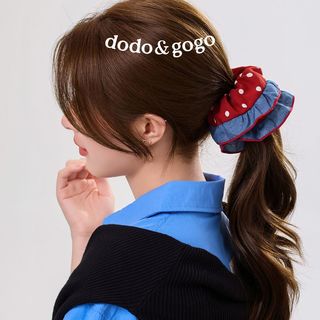 DODOGOGO牛仔蓝波点花边发圈日常大肠发圈立体精致韩系秋冬新年