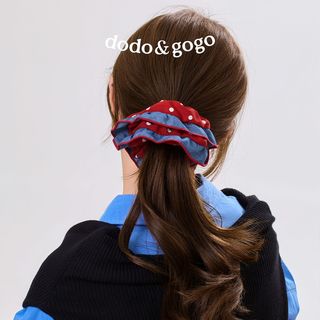 DODOGOGO牛仔蓝波点花边发圈日常大肠发圈立体精致韩系秋冬新年