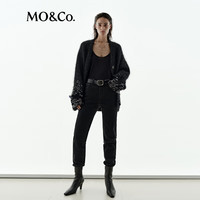 MO&Co.【NOIR系列】毛衣外套2025冬含马海毛重工珠片缀饰MBE4CAR055 黑色 XS /155