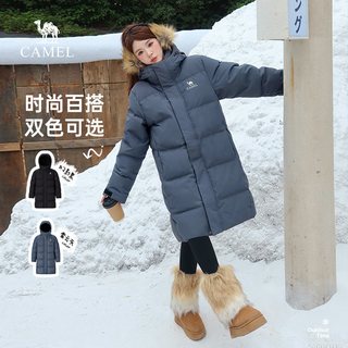 骆驼 CAMEL女装中长款羽绒服2025冬季抗寒保暖三防连帽面包服外套男