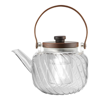京东京造 胡桃木提梁玻璃茶壶泡茶壶适用电陶炉煮茶器茶具烧水壶900ml