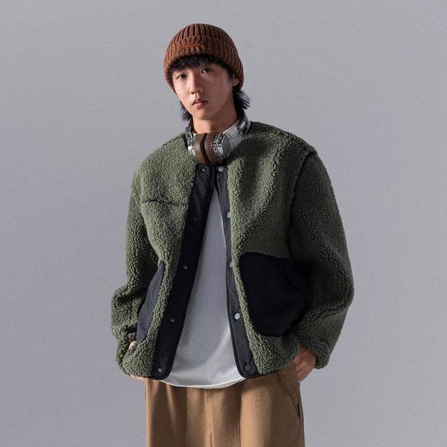 李宁 CF溯外套男士开衫长袖茄克保暖宽松春秋季针织经典休闲运动服