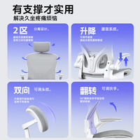 黑零 BLACK ZERO 人工力学习座椅 人体工学椅+升降腰靠+翻转扶手 Q2 Ultra 云白【透气网布坐垫】