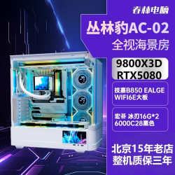 ZUIDID 春林电脑9800X3D/RTX5080黑色海景房主机带副屏diy电竞游戏主机