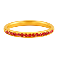 传呈古法黄金半圈红宝石戒指女 999足金指环星绯 【14号】金重约2.81克【订货】