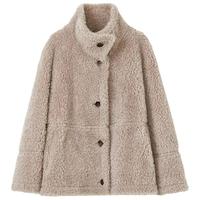 【纯羊毛】LANCY/朗姿2025冬时尚颗粒绒短大衣女立领夹克外套