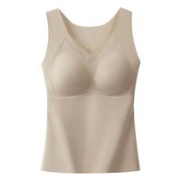 润微 含羊毛蚕丝带胸垫免穿文胸保暖背心磨绒保暖内衣打底上衣女冬