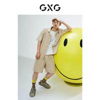 GXG男装 夏季卡其色字母印花宽松短袖衬衫10D1230542C